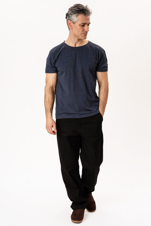 Deep Neck T -shirt - Mottled Blue