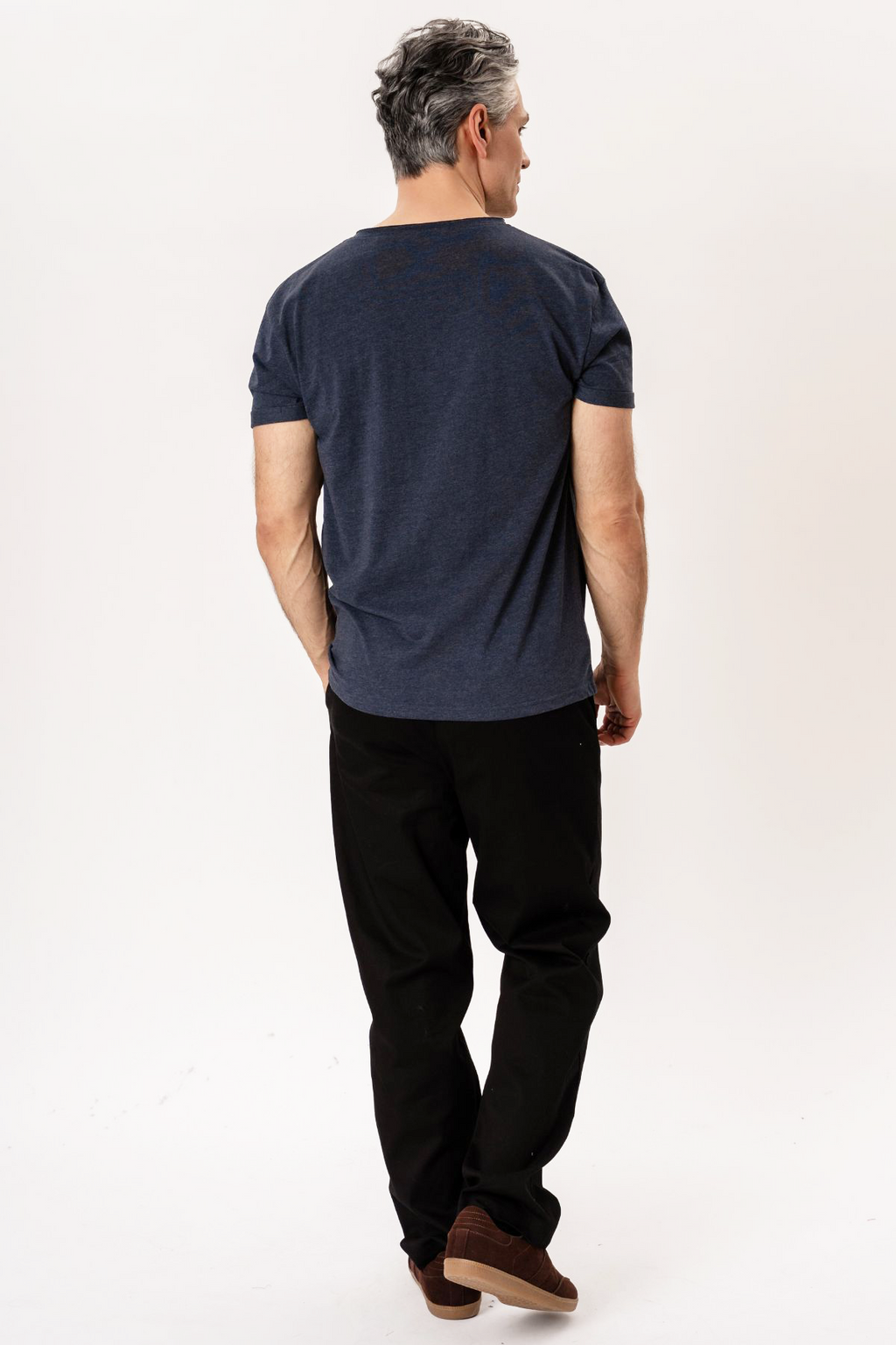 Deep Neck T -shirt - Mottled Blue