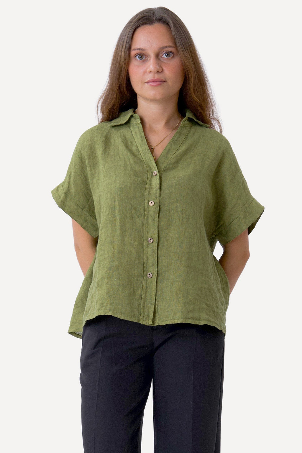 Astrid Linen Shirt - Olive