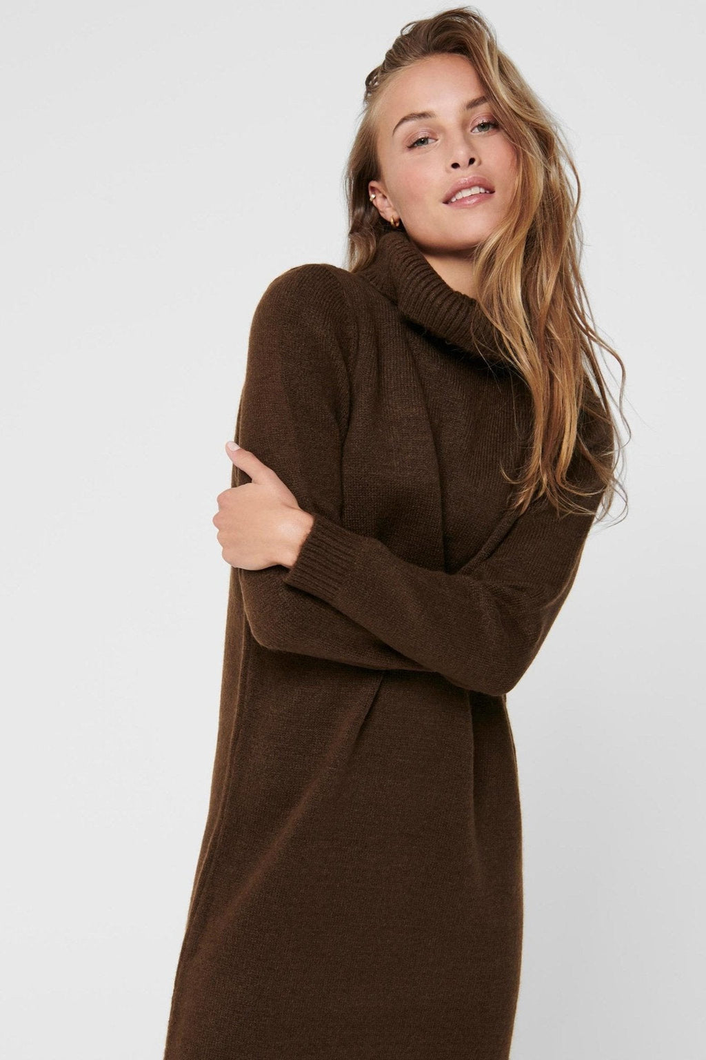 Brandie Roll Neck Dress - CHICORY Coffee