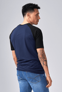 Basic raglan t-shirt-μαύρο-ναυτικό