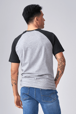 Basic Raglan T-shirt-γκρι μαύρο φως