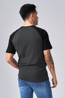 Basic Raglan T-shirt-γκρι μαύρο-σκοτάδι