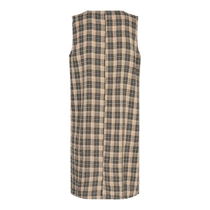 Dana V-Neck Dress - Black Sand Checkered