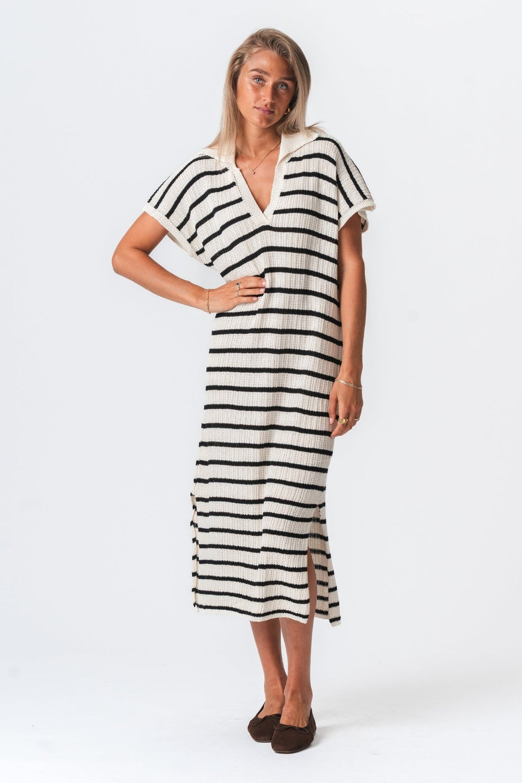 Victoria Dress - Λευκό/Μαύρο