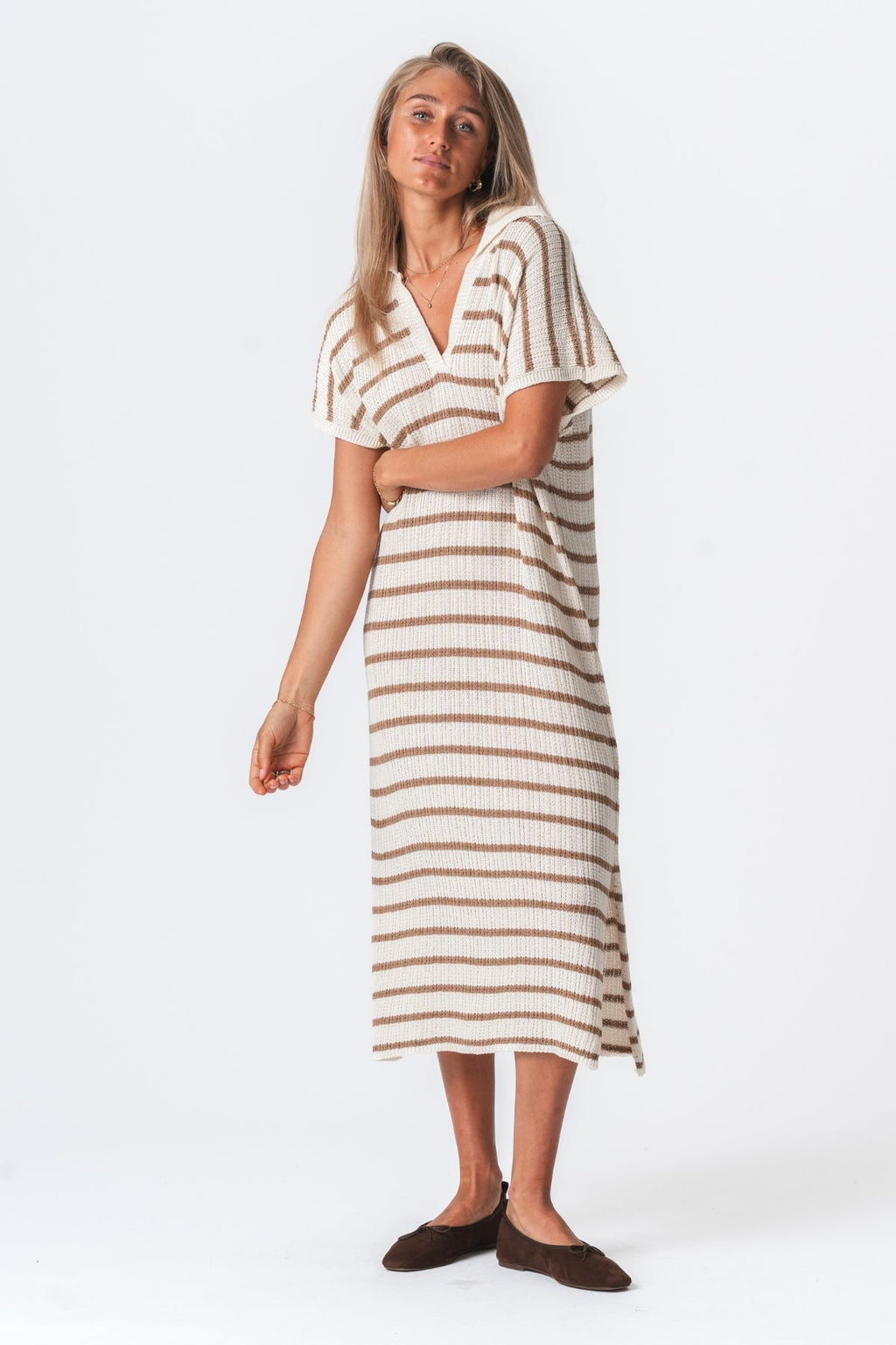 Victoria Dress - White/Beige