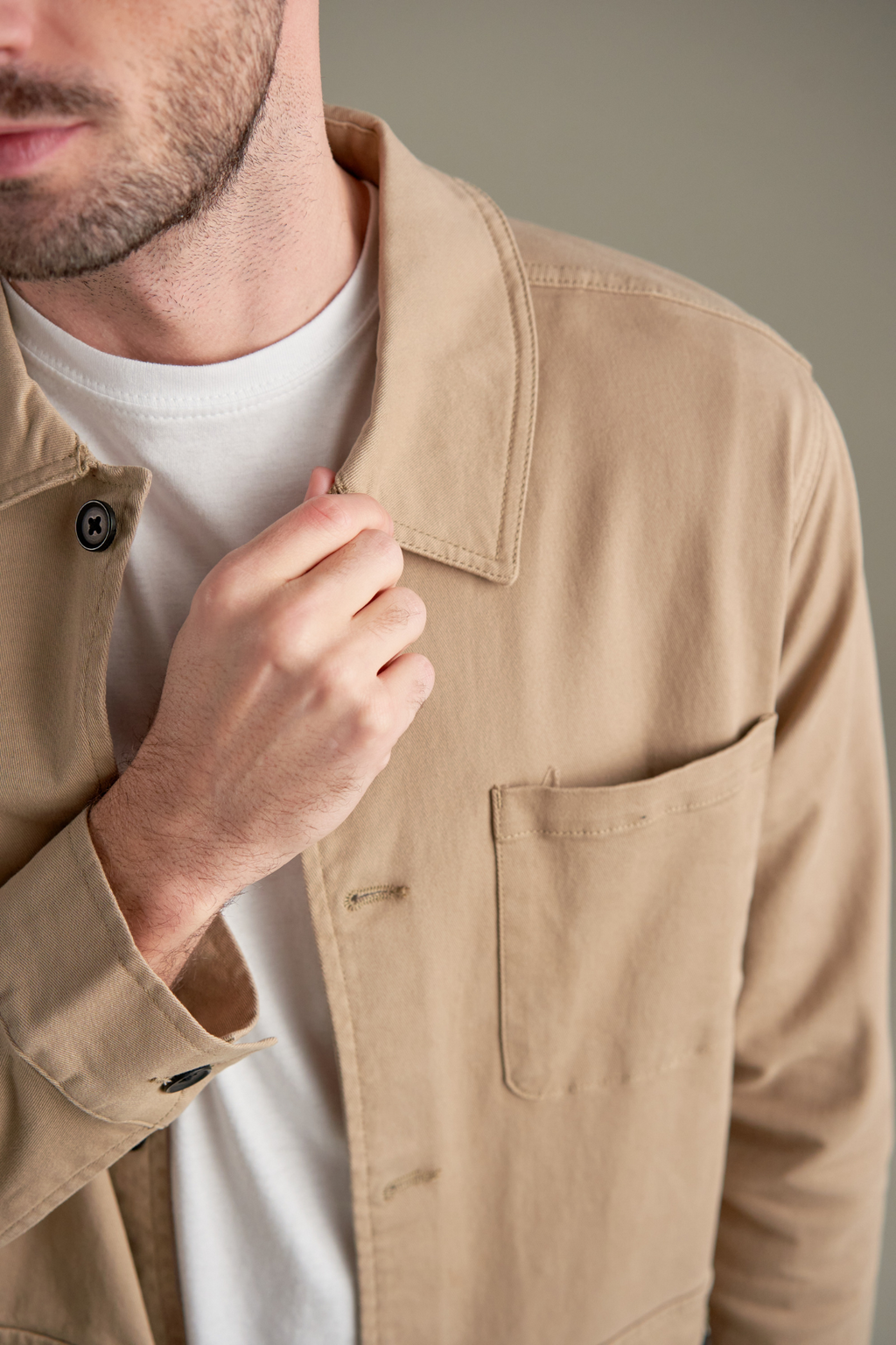 Twill Shirt Jacket - Dark Sand