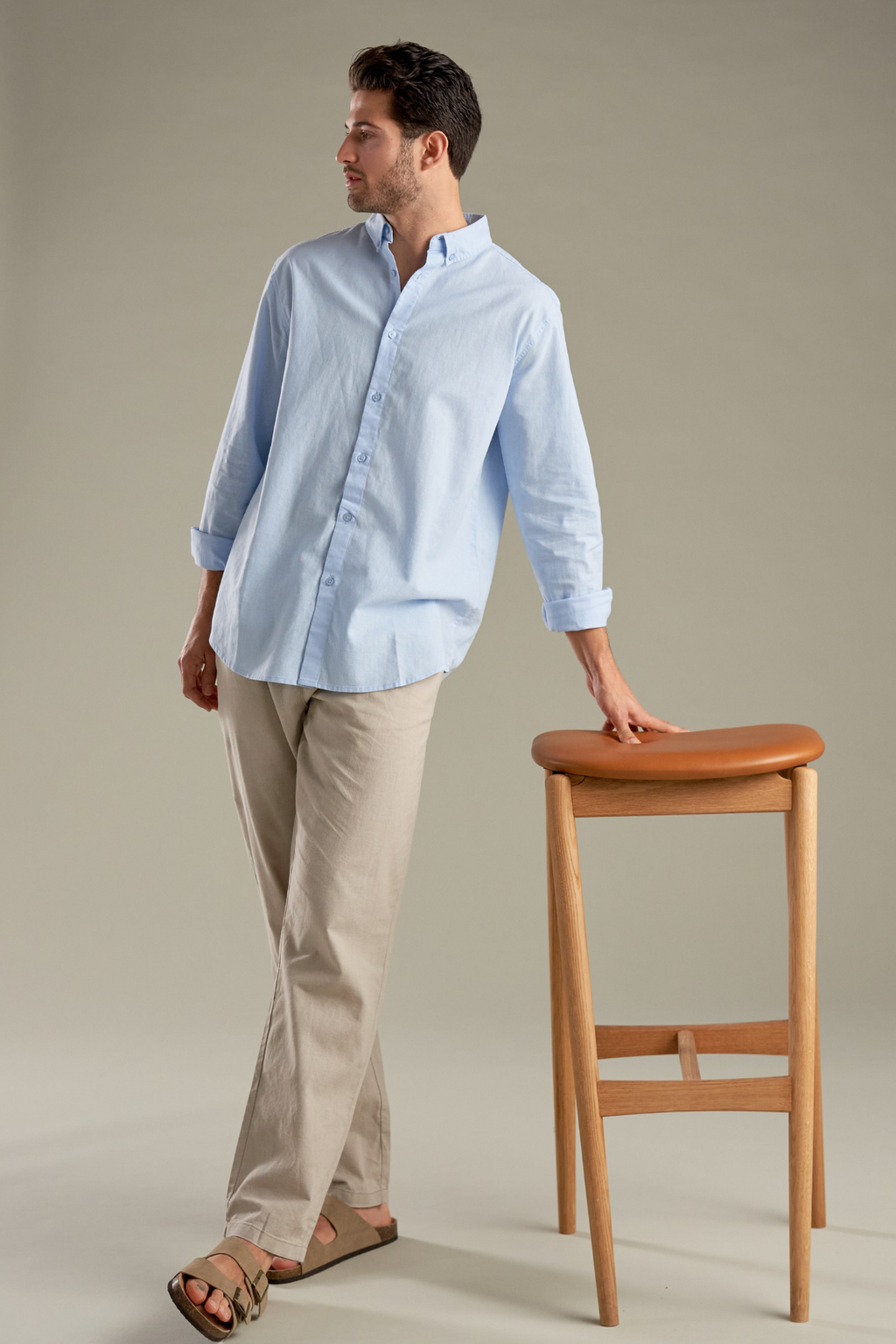 Λινενού πουκάμισο - Ανοιχτό μπλε