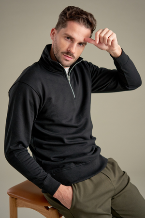 Sweatshirt Half Zip - Black