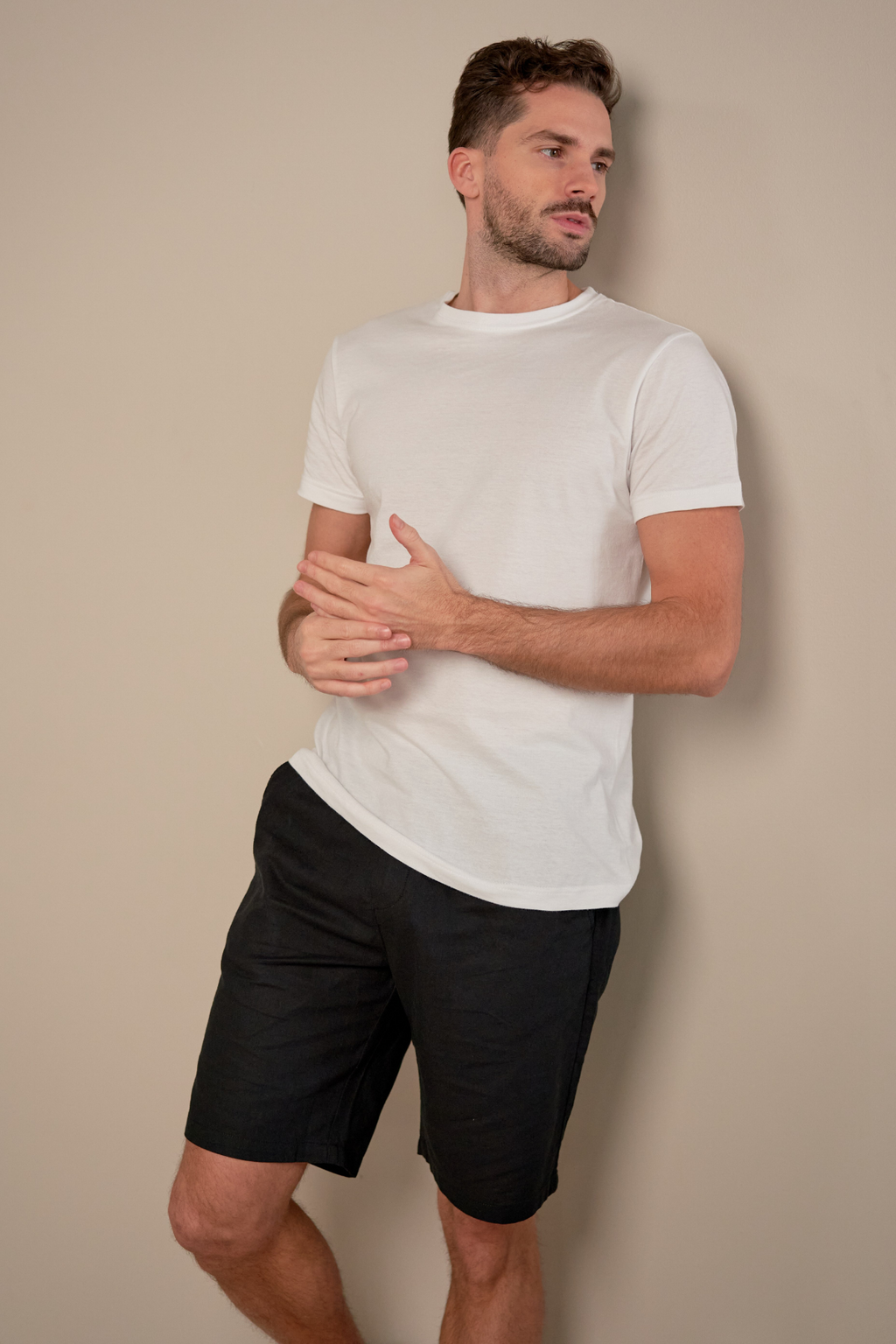 Λινό Shorts - Μαύρος