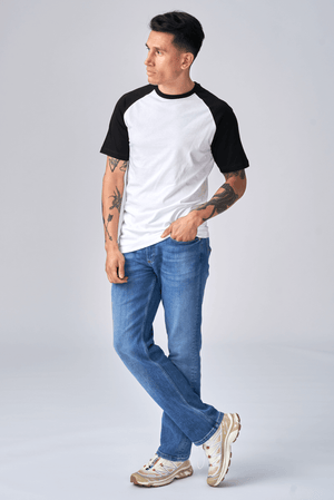 Basic raglan T-shirt - Black and white