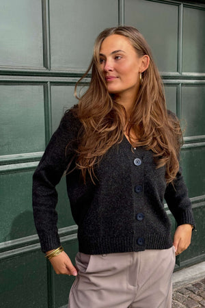 Πλεκτή ζακέτα - σκούρο γκρι melange