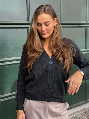 Πλεκτή ζακέτα - σκούρο γκρι melange