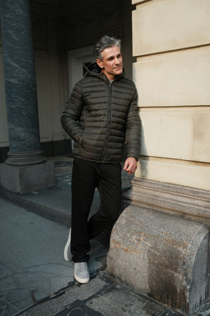 Ελαφρύ μπουφάν με κουκούλα - Ελιά