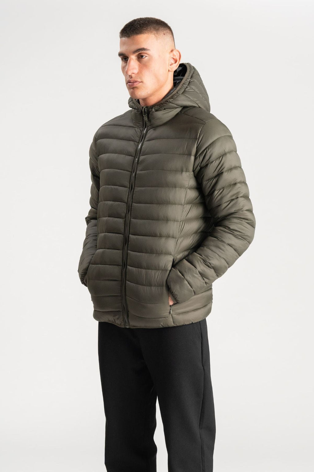 Ελαφρύ μπουφάν με κουκούλα - Ελιά