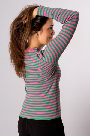 Line Long Sleeve Sweater - Super Pink/Jelly Bean