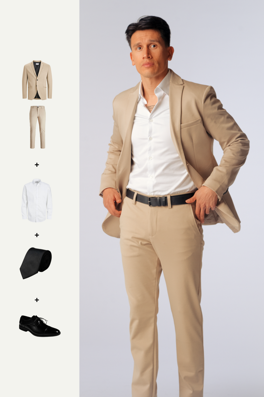 The Original Performance Suit (Crockery) + Shirt, Tie & James Shoes - Package Deal