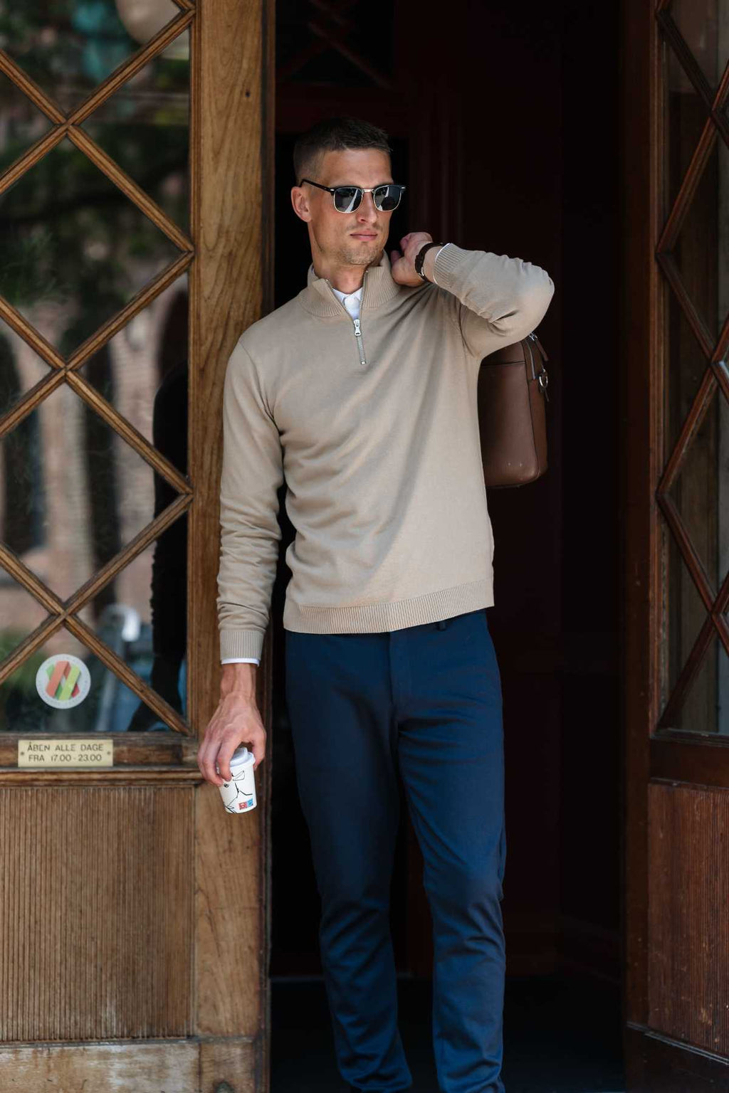 Πουλόβερ Half Zip - άμμος