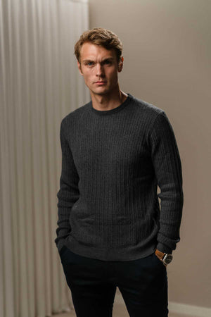 Πουλόβερ Cable Knit - Charcoal Melange