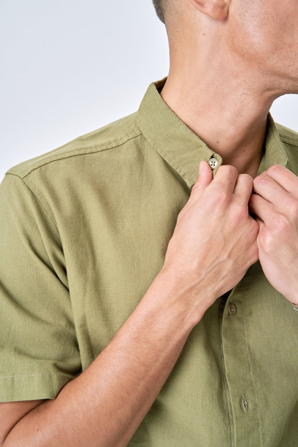 Λινό κοντομάνικο πουκάμισο - Πράσινο
