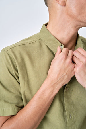 Λινό κοντομάνικο πουκάμισο - Πράσινο