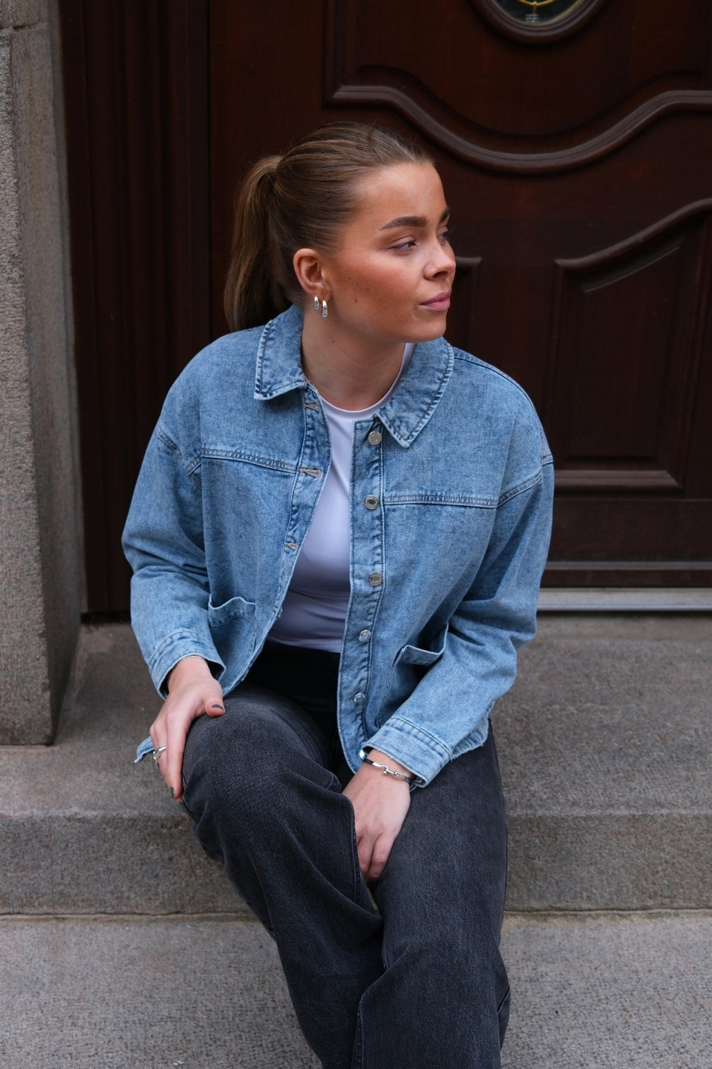 Jamie Denim Shacket - ανοιχτό μπλε denim