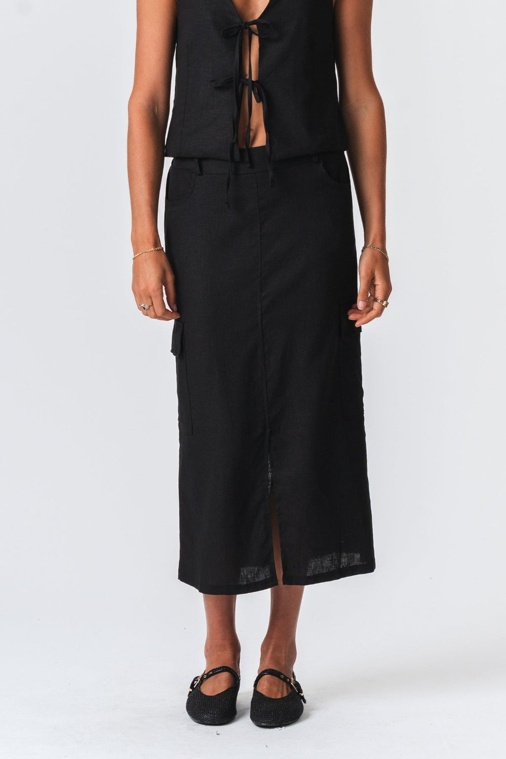 Linen Skirt - Black