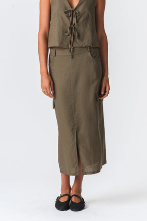 Linen Skirt - Green