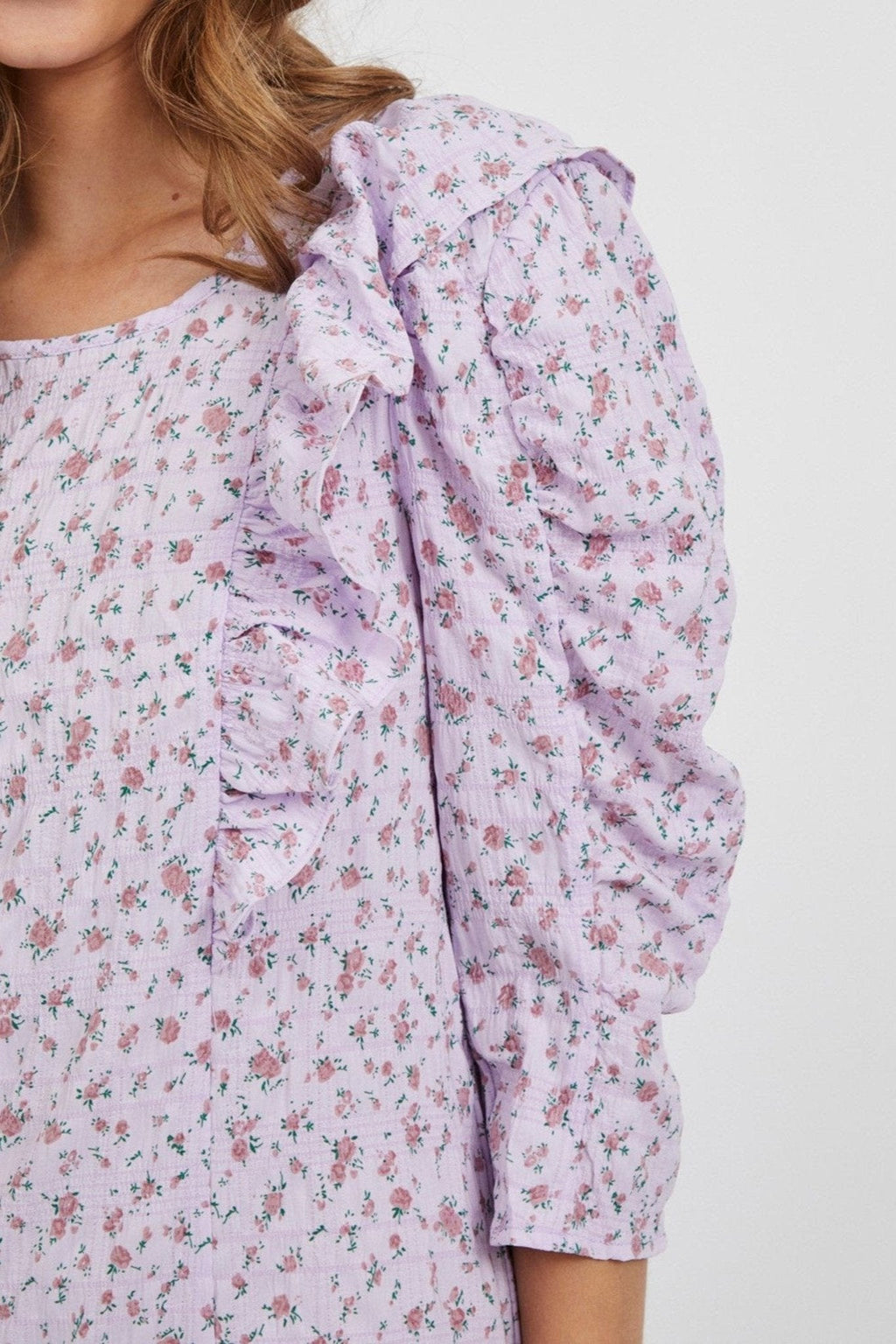 Μονό φόρεμα με μακριά μανίκια - ροζ