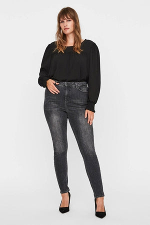 Lora Jeans high-waisted (Curve) - Black-gray denim