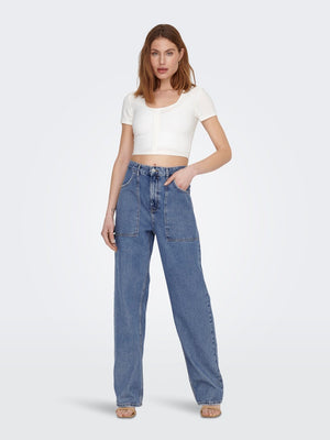 Kirsi Wide Jeans - Μεσαίο μπλε denim