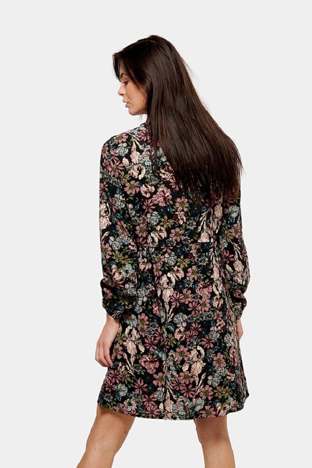 Τυπωμένο φόρεμα πουκάμισου - Μαύρο