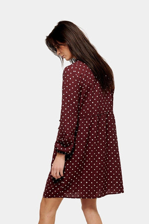 Printed Shirt Dress - Red