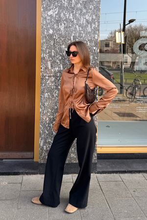 Lucy Tie Shirt - Brown