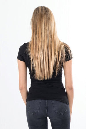 Slim Vneck basic T-shirt - Black