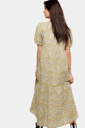 Sofie Long Dress - Blue & Yellow Floral