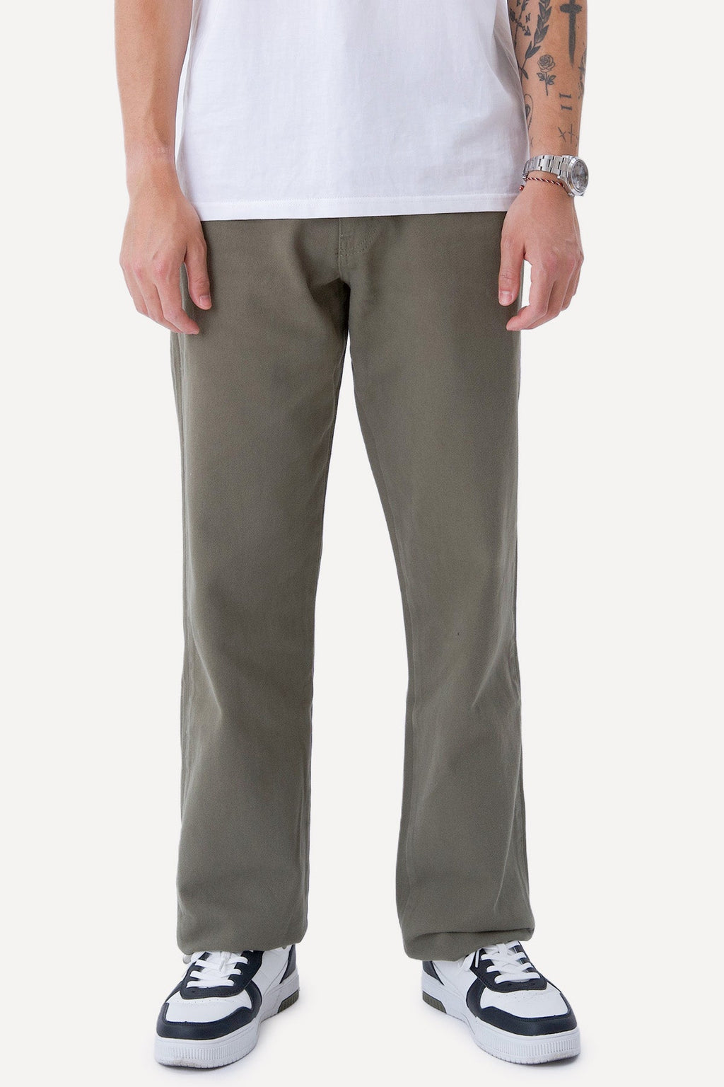 Straight Cotton Chino - Olive