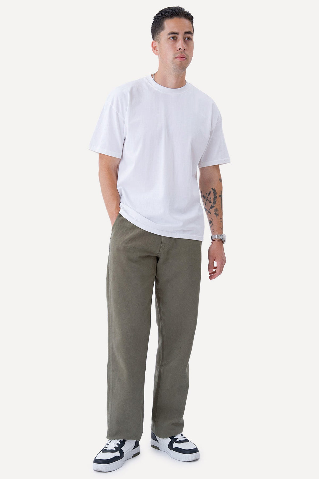 Straight Cotton Chino - Olive
