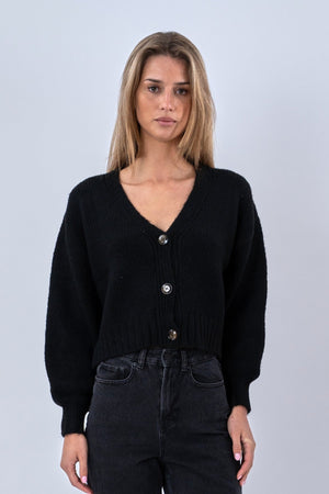 V-Neck Cardigan - Black