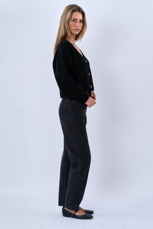 V-Neck Cardigan - Black