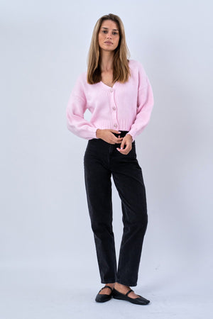 V-Neck Cardigan - Pink