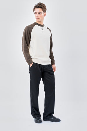 Crewneck Raglan Sleeve Sweater - Apricot