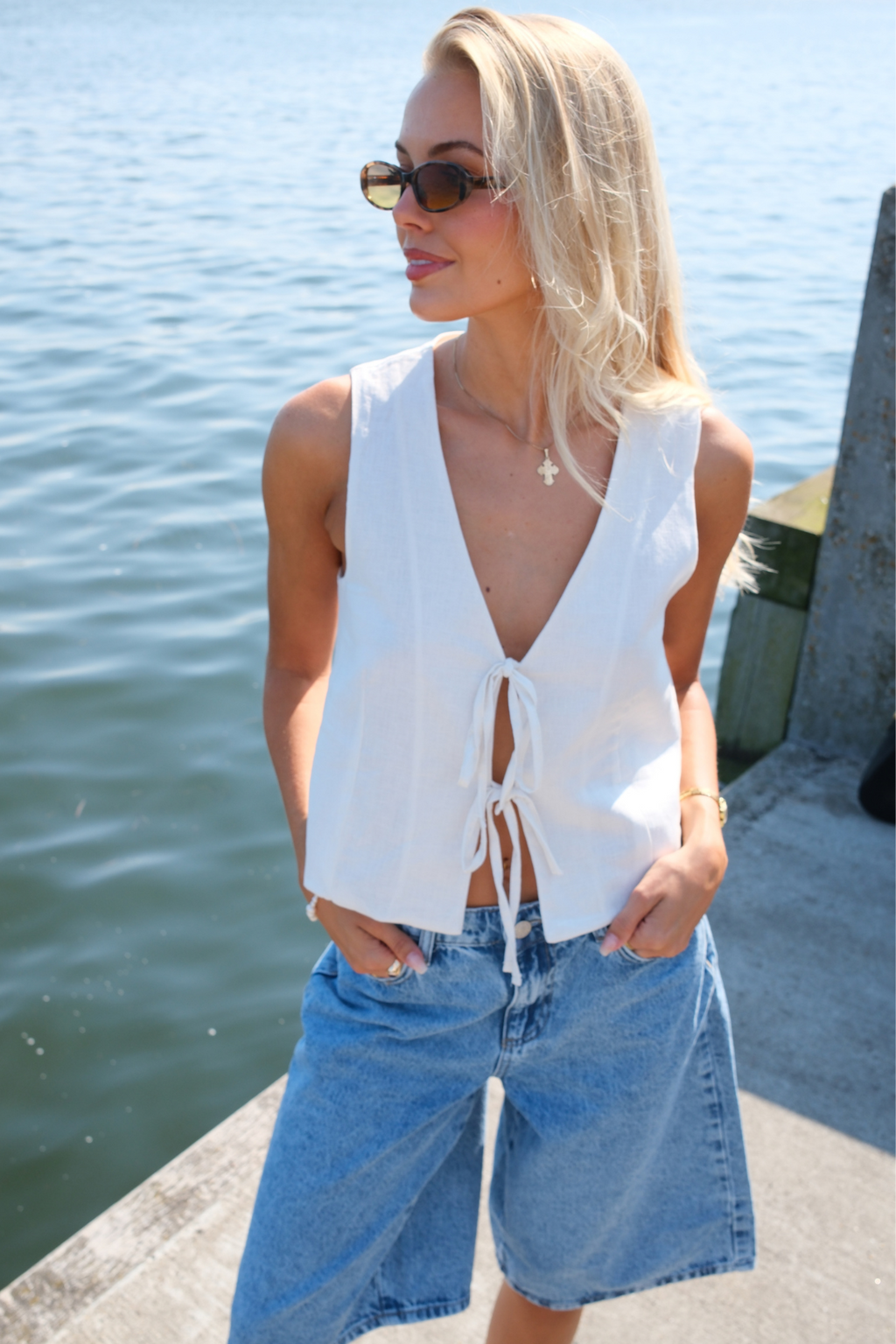 Linen Vest - Off White