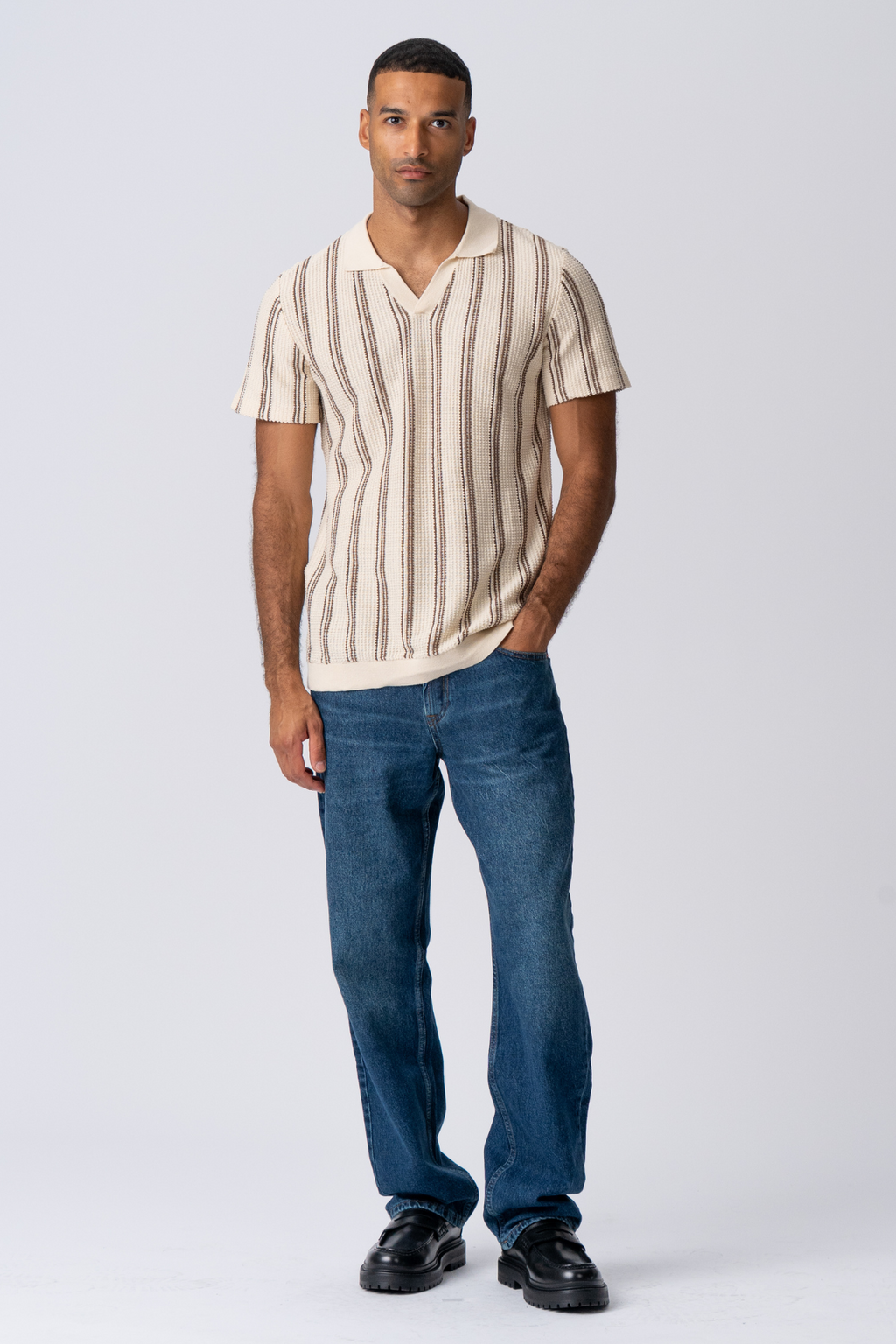 Ριγέ πουλόβερ - άμμο