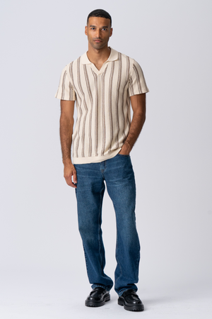 Ριγέ πουλόβερ - άμμο