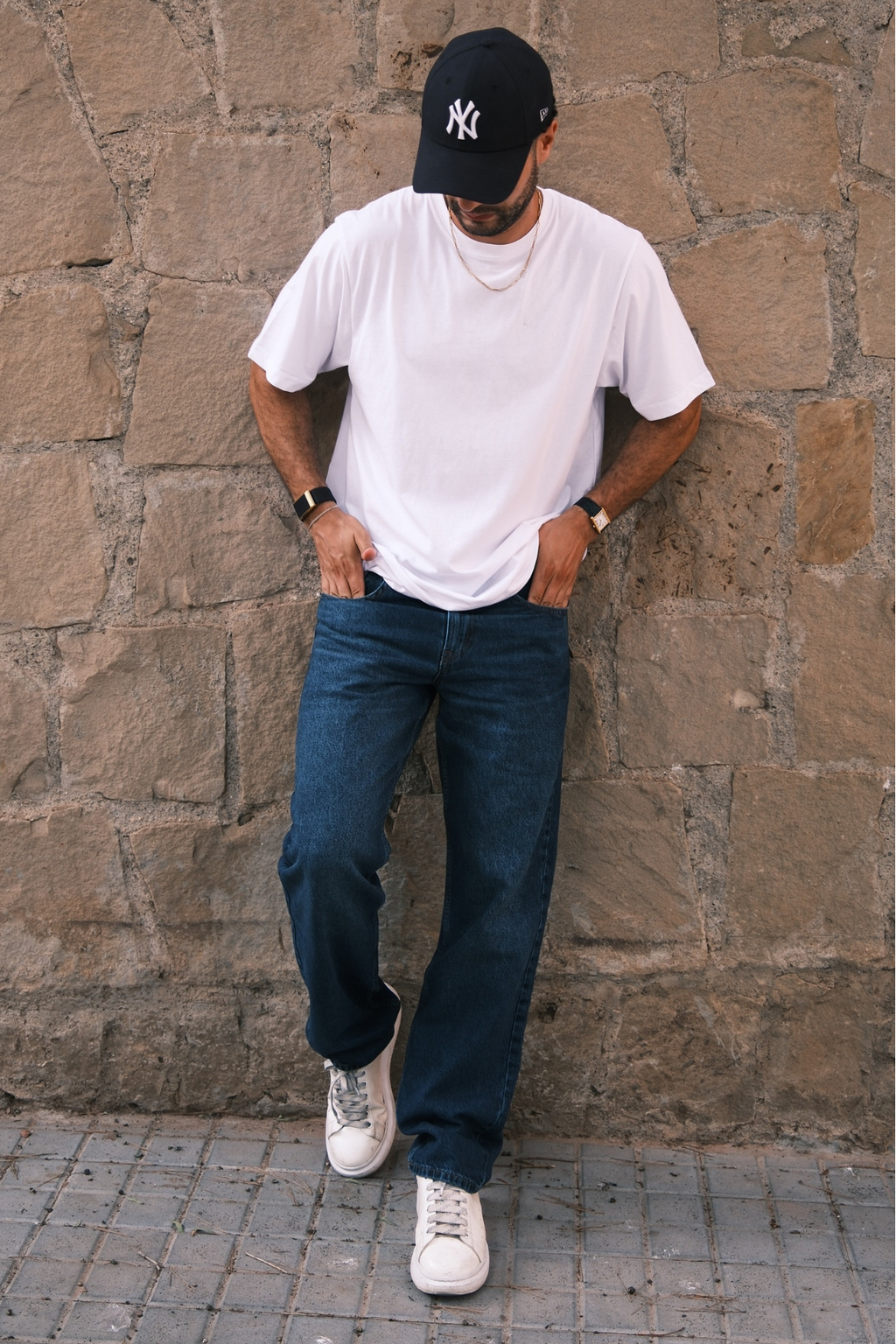 Χαλαρά τζιν προσαρμογής - σκούρο μπλε denim