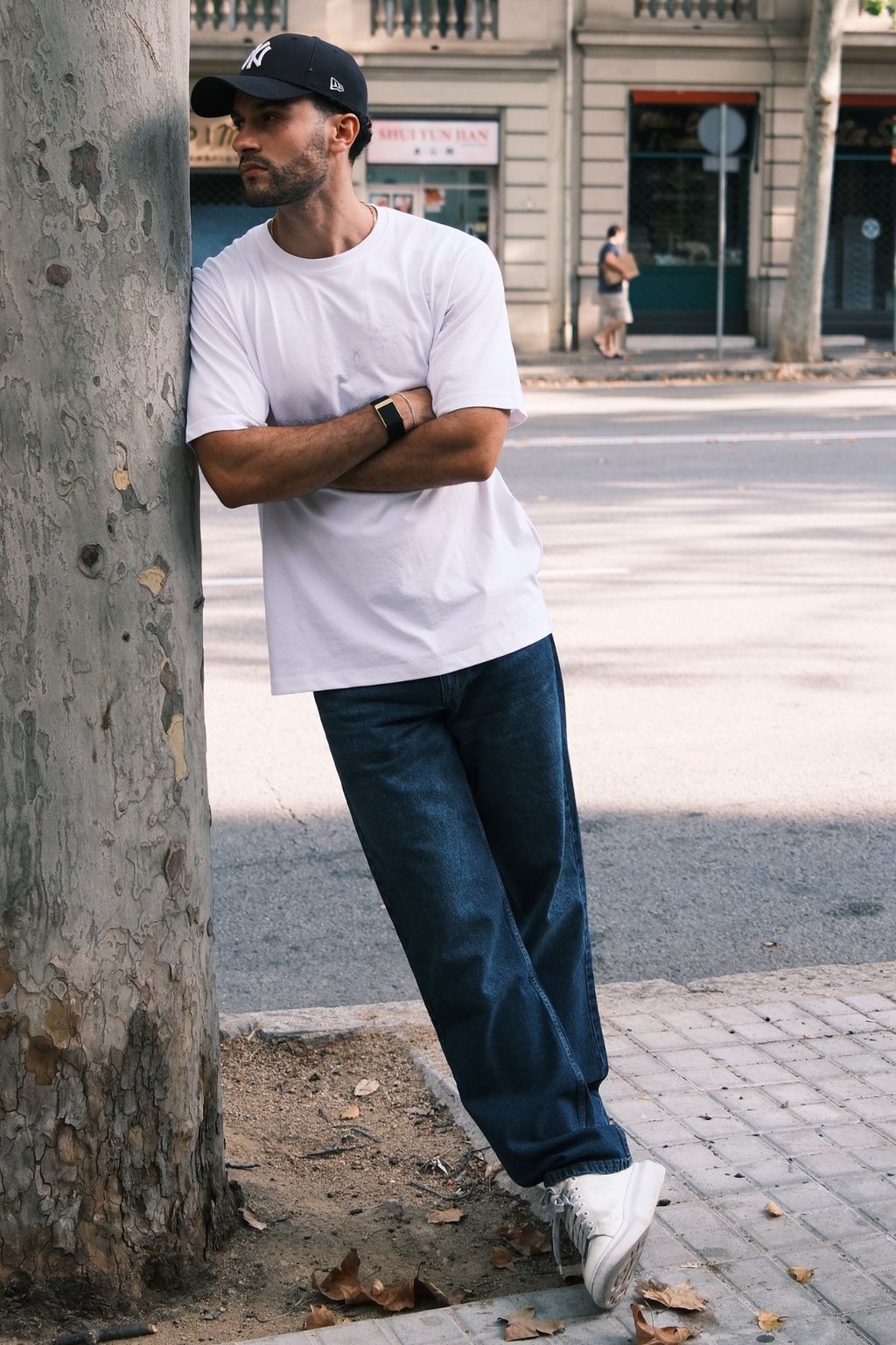 Χαλαρά τζιν προσαρμογής - σκούρο μπλε denim