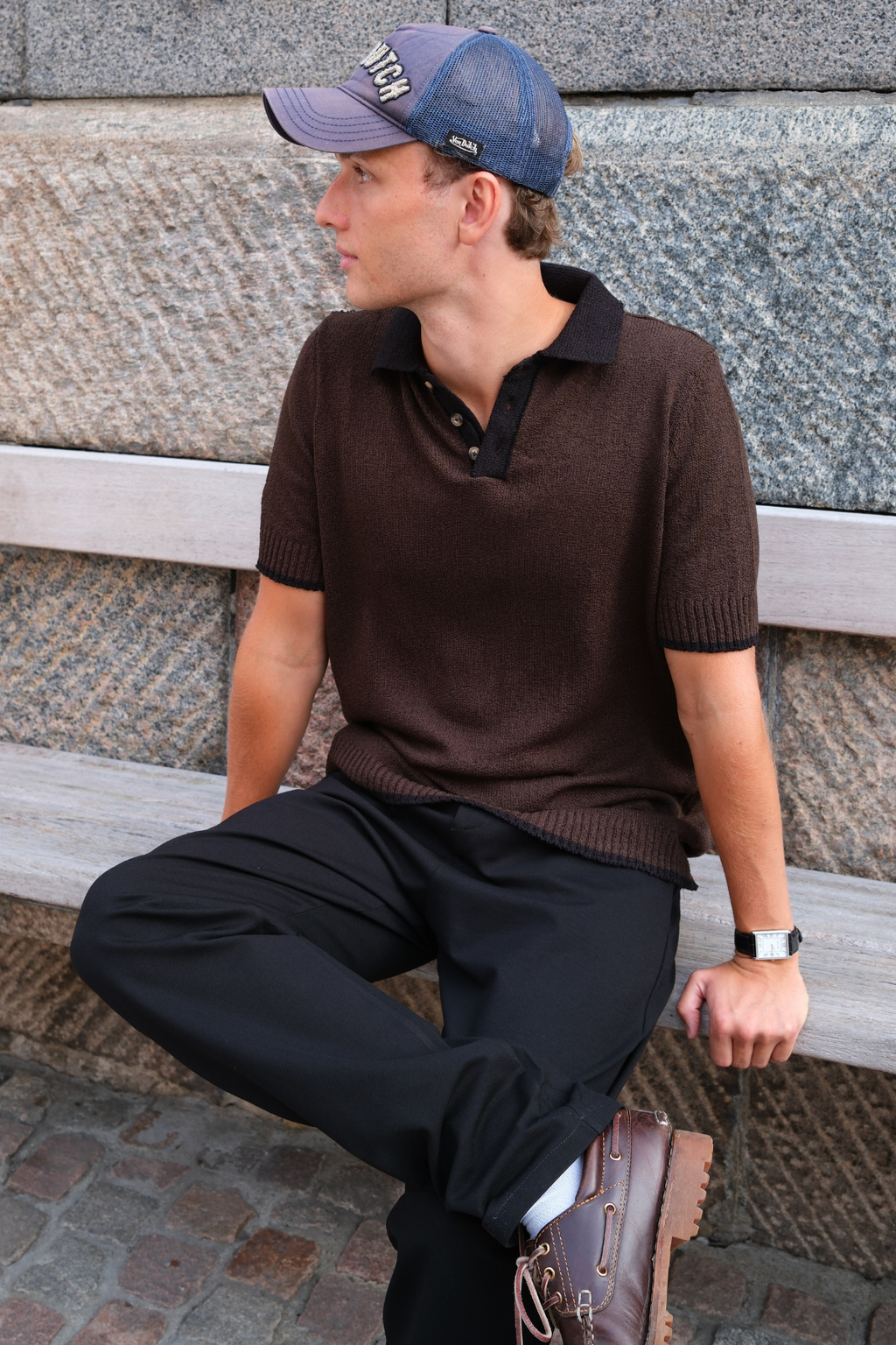 Knitted Polo - Brown