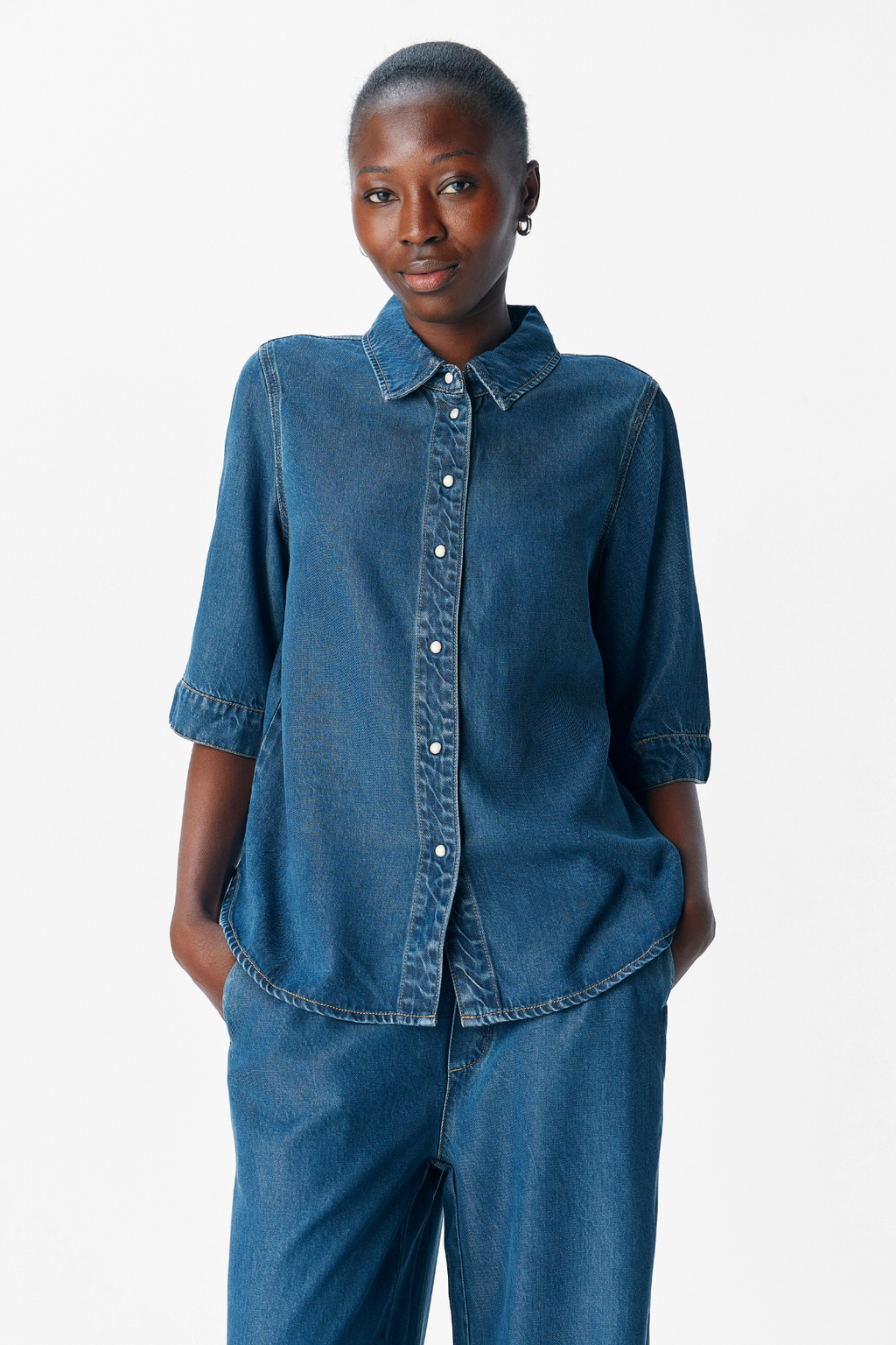 Πλαίσιο 2/4 denim top - Σκούρο μπλε denim rinse πλύση