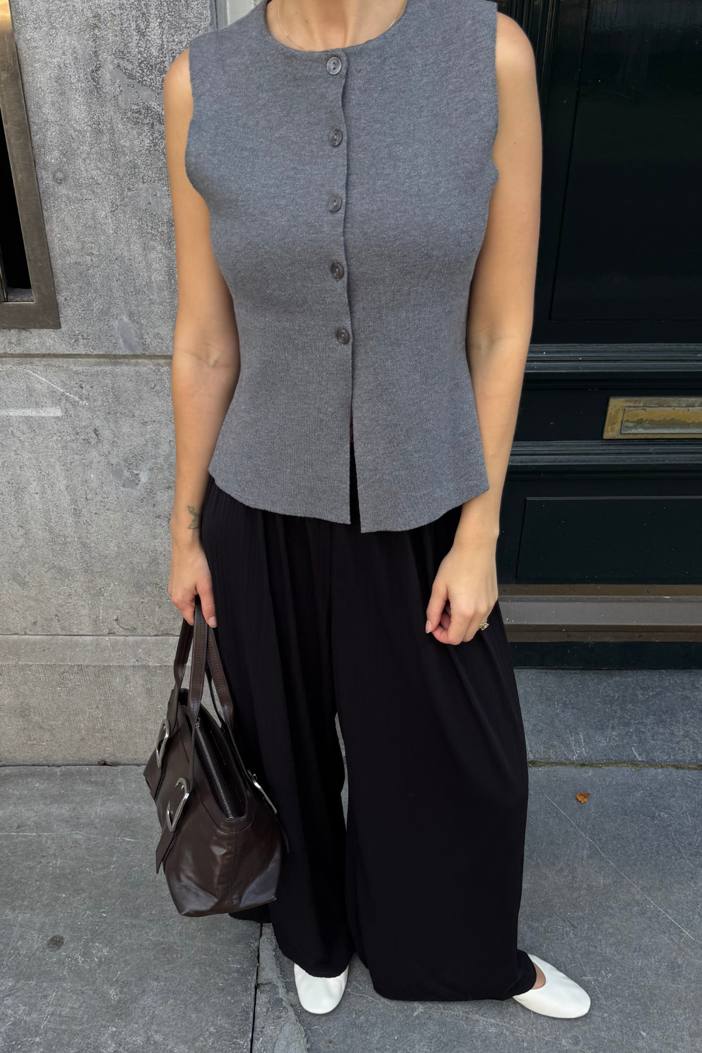 Reynard Knit Vest - Medium Grey Melange